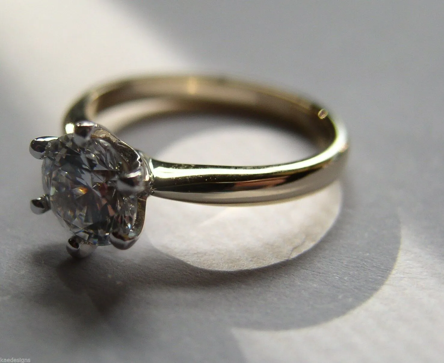 Kaedesigns, Genuine 9ct Solid Yellow Gold   White Gold setting Ring