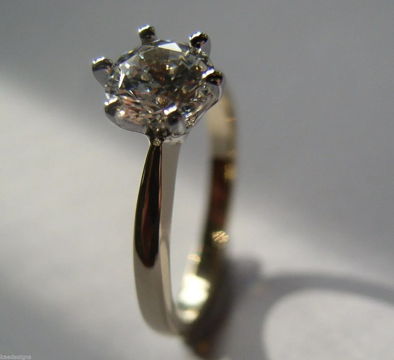 Kaedesigns, Genuine 9ct Solid Yellow Gold   White Gold setting Ring