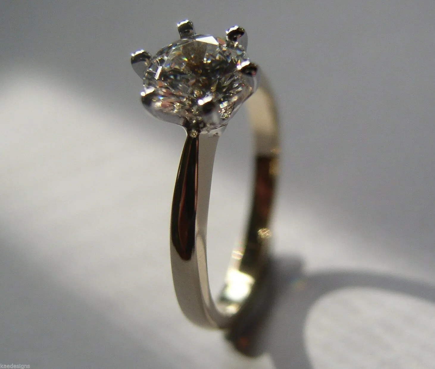 Kaedesigns, Genuine 9ct Solid Yellow Gold   White Gold setting Ring