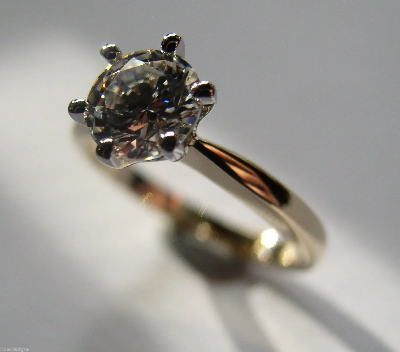 Kaedesigns, Genuine 9ct Solid Yellow Gold   White Gold setting Ring