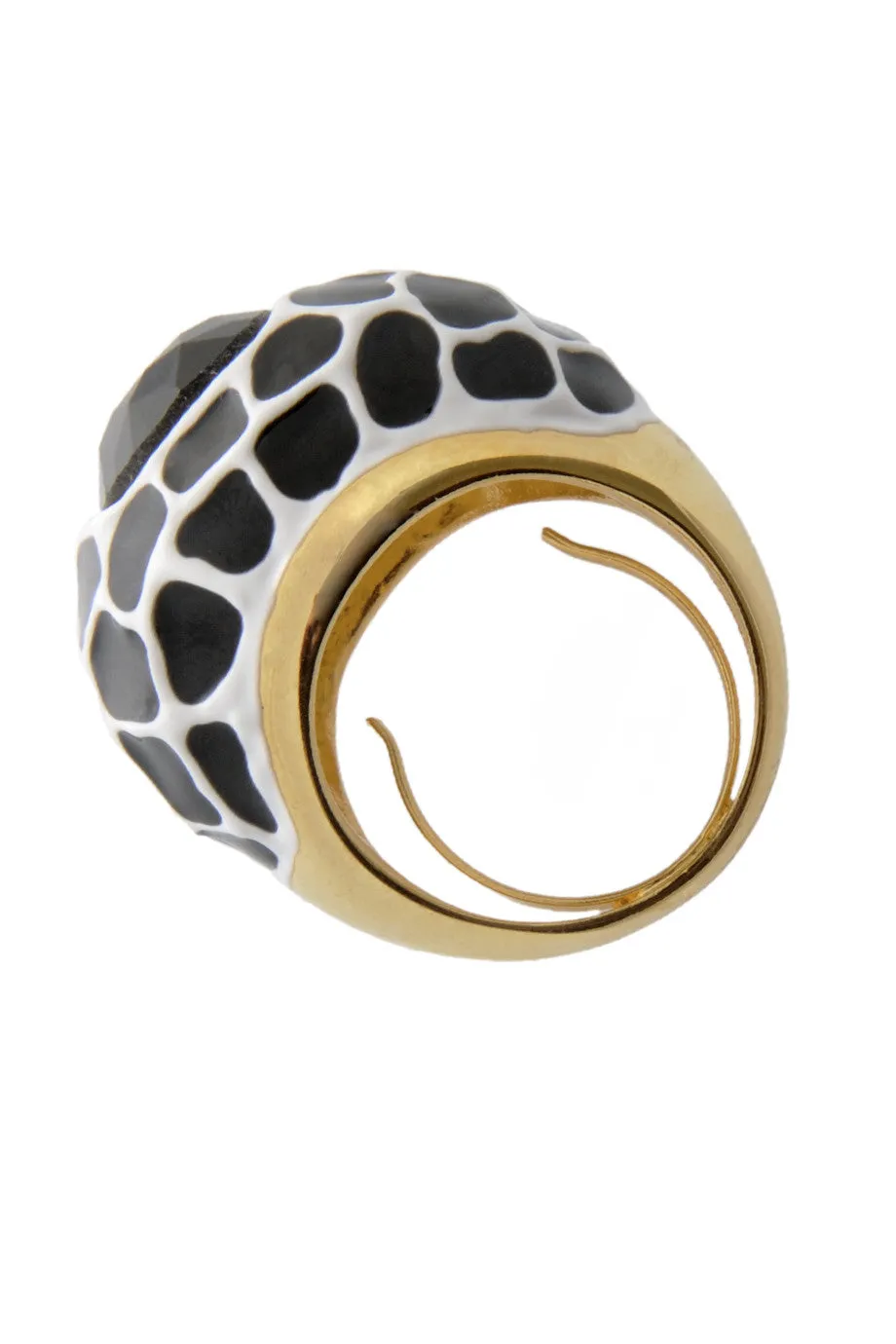 KENNETH JAY LANE Black Spots Cocktail Ring