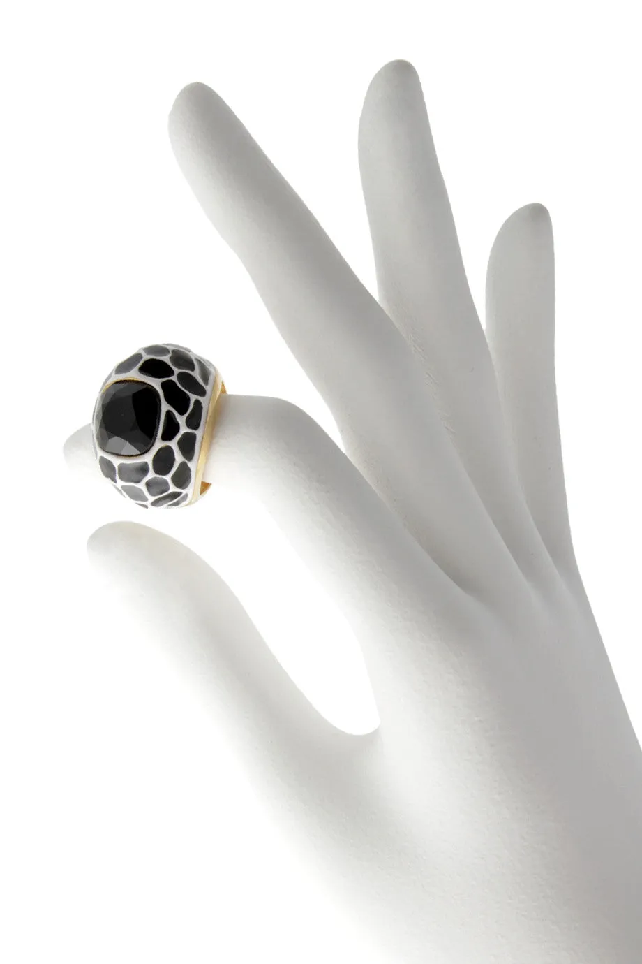 KENNETH JAY LANE Black Spots Cocktail Ring
