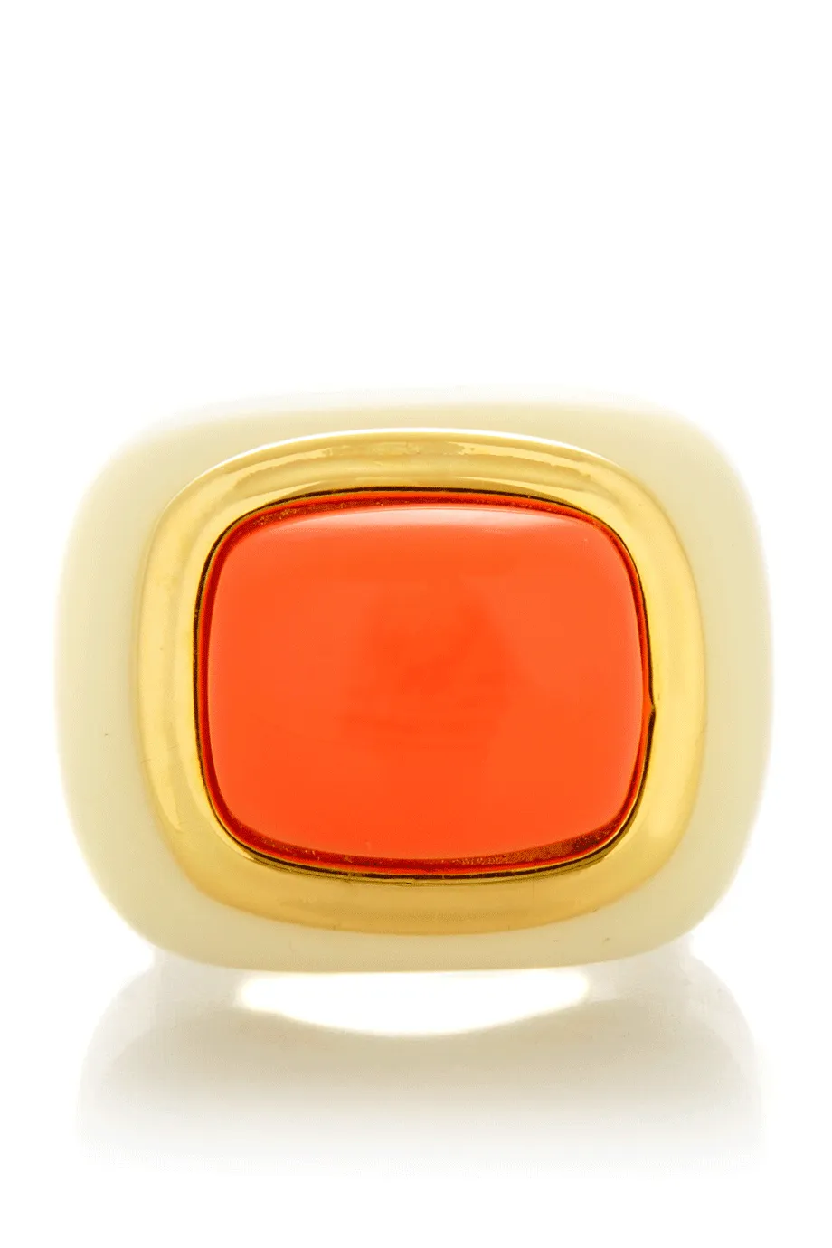 KENNETH JAY LANE Ivory Base Coral Square Cocktail Ring