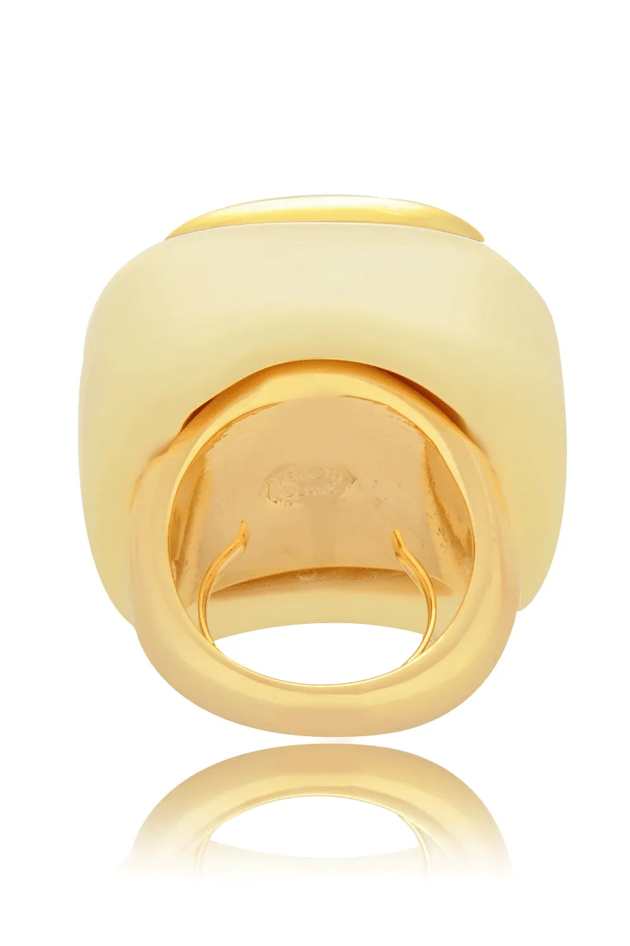 KENNETH JAY LANE Ivory Base Coral Square Cocktail Ring