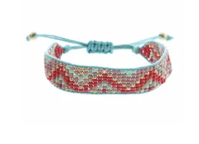 Kids Coral, Dusty Pink, Mint, Gold Woven Beaded Bracelet