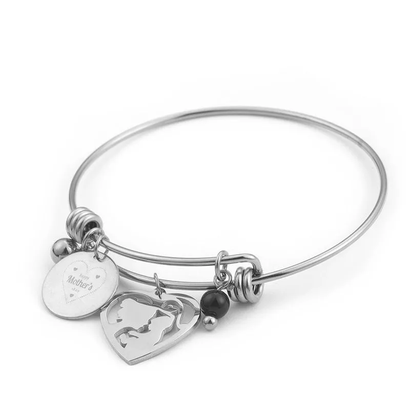Korean Version Simple Titanium Steel Bracelet Mother's Love Lettering