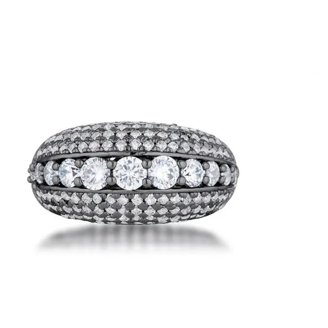 Krista CZ Hematite Contemporary Cocktail Ring | 3ct