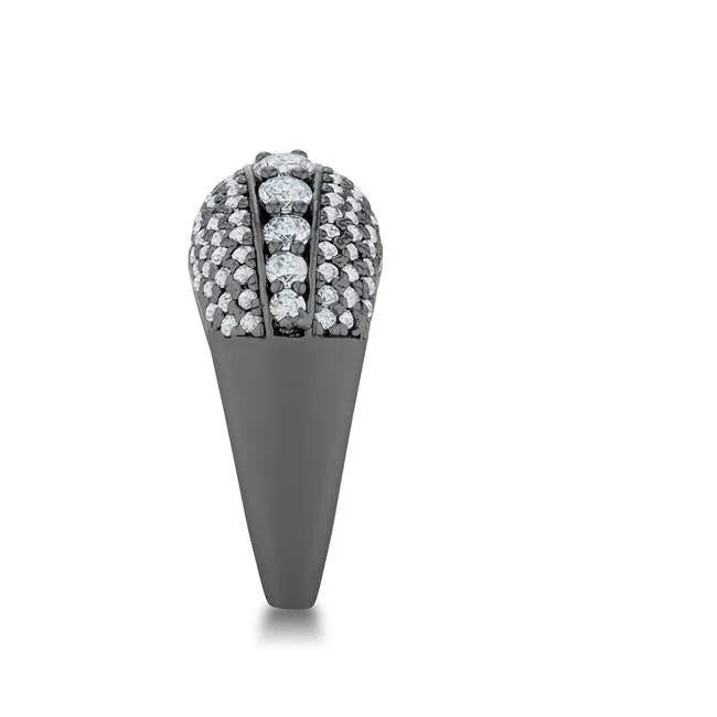Krista CZ Hematite Contemporary Cocktail Ring | 3ct