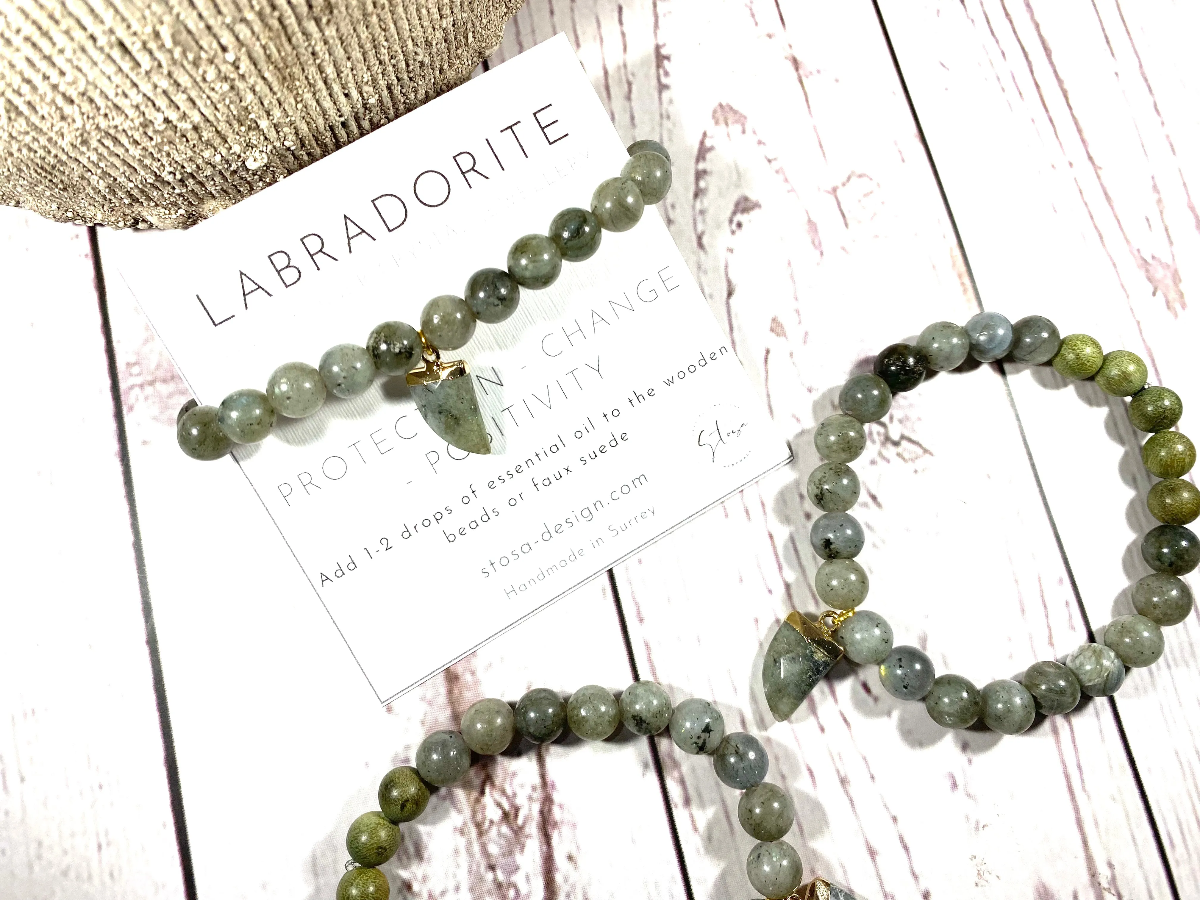 Labradorite Charm Crystal Diffuser Bracelet