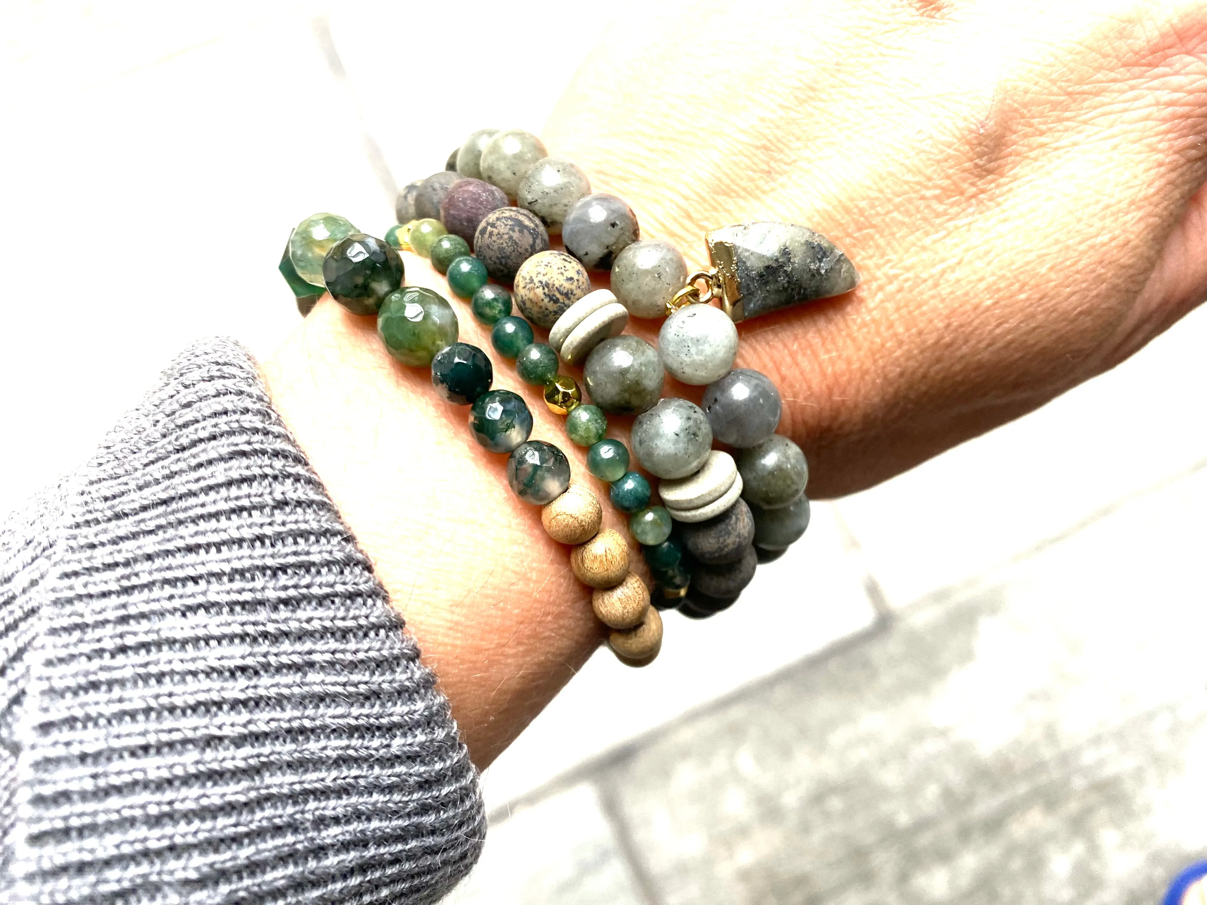 Labradorite Charm Crystal Diffuser Bracelet