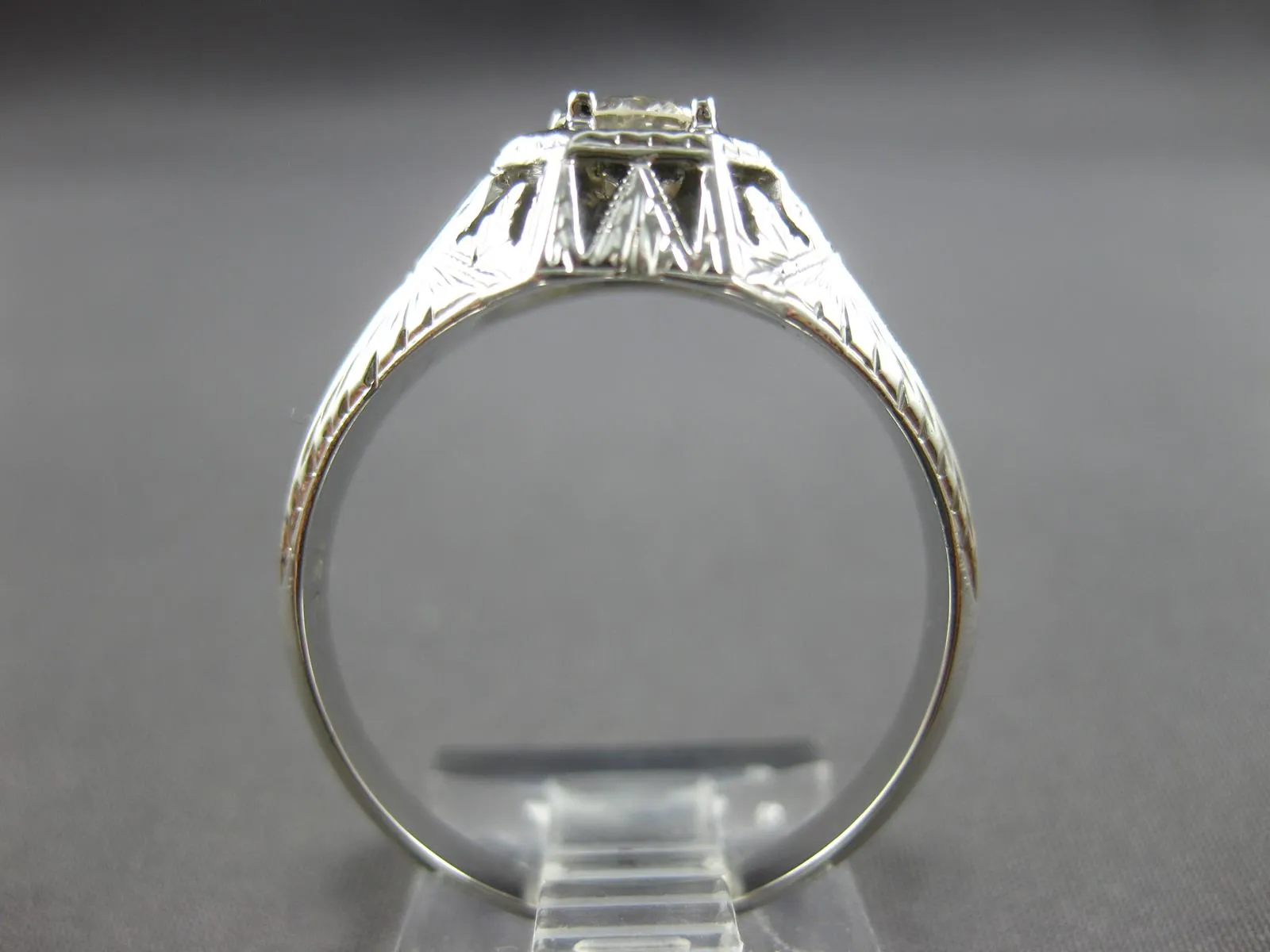 LARGE .54CT OLD MINE DIAMOND & AAA SAPPHIRE 18K WHITE GOLD ENGAGEMENT RING 27878