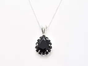 Large Onyx Pendant - Black Statement Necklace - Vintage Teardrop Necklace