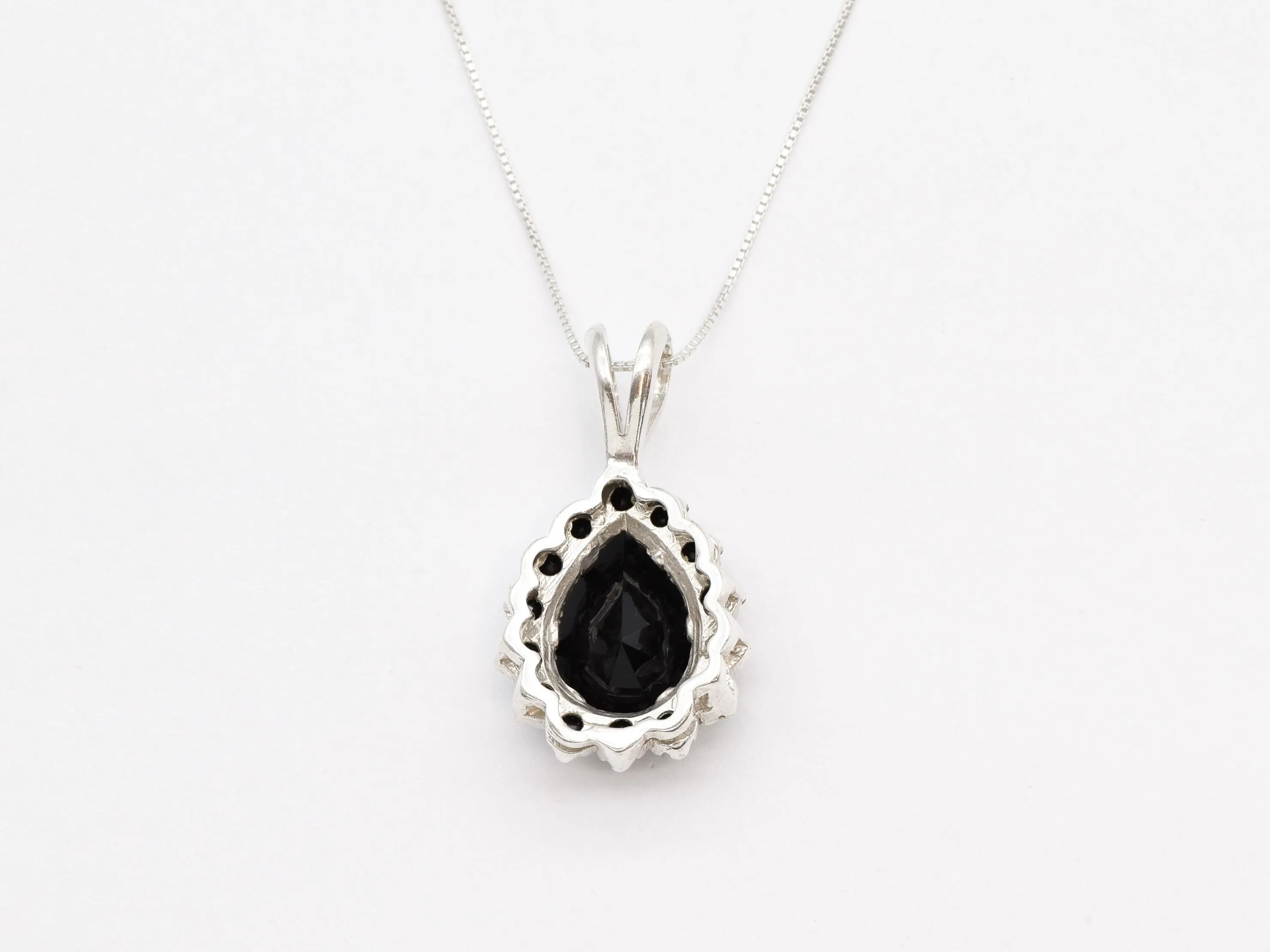 Large Onyx Pendant - Black Statement Necklace - Vintage Teardrop Necklace