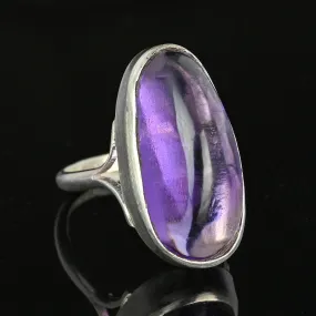 Large Scottish Amethyst Cabochon Ring in Silver