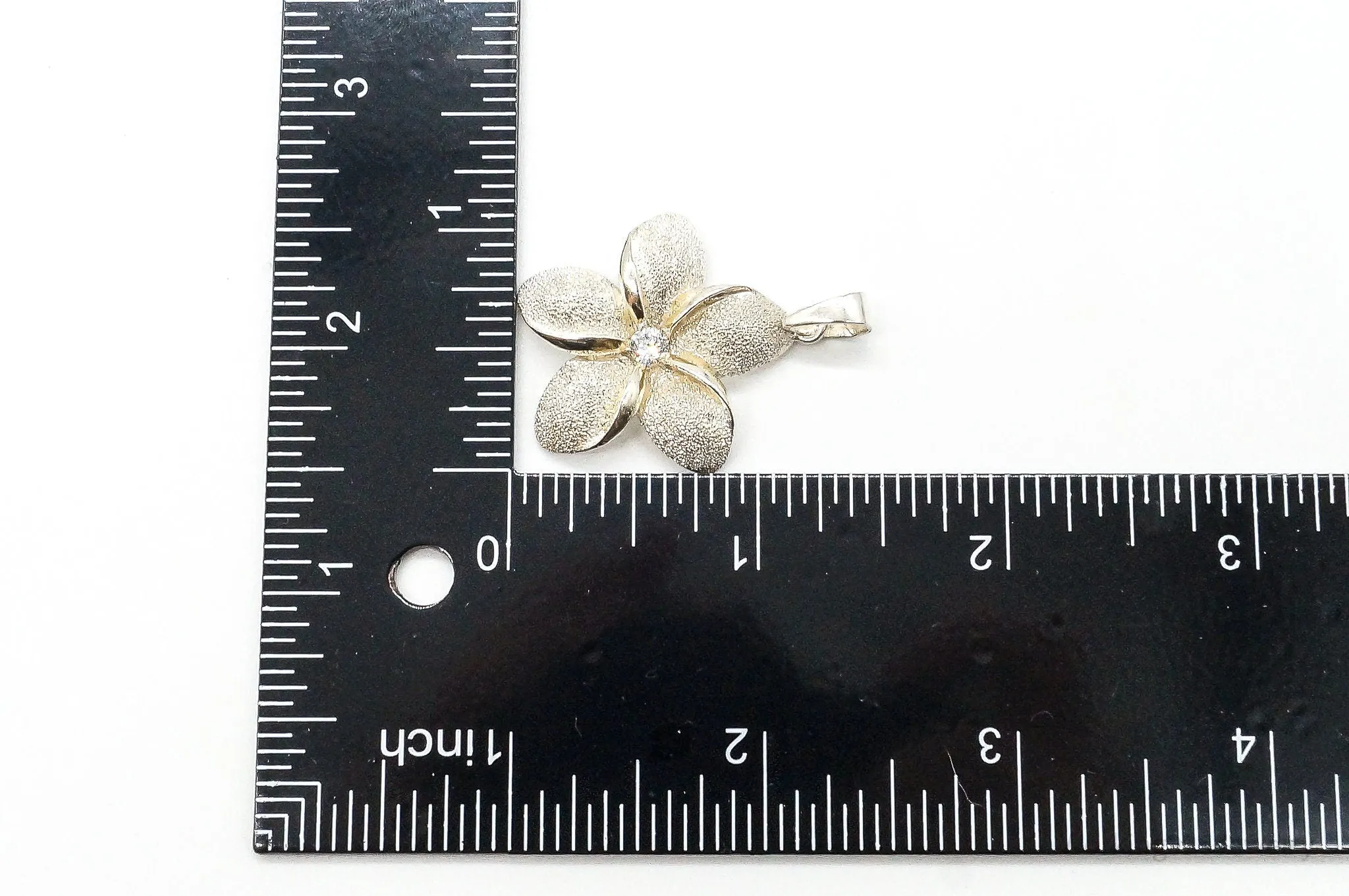 Large Vintage Cubic Zirconia Flower Sterling Silver Pendant