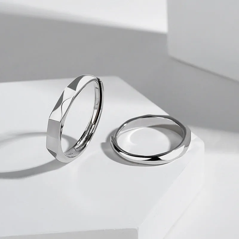 Light Reflect Love Pattern S925 Sterling Silver Rings Wedding Gift