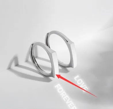 Light Reflect Love Pattern S925 Sterling Silver Rings Wedding Gift