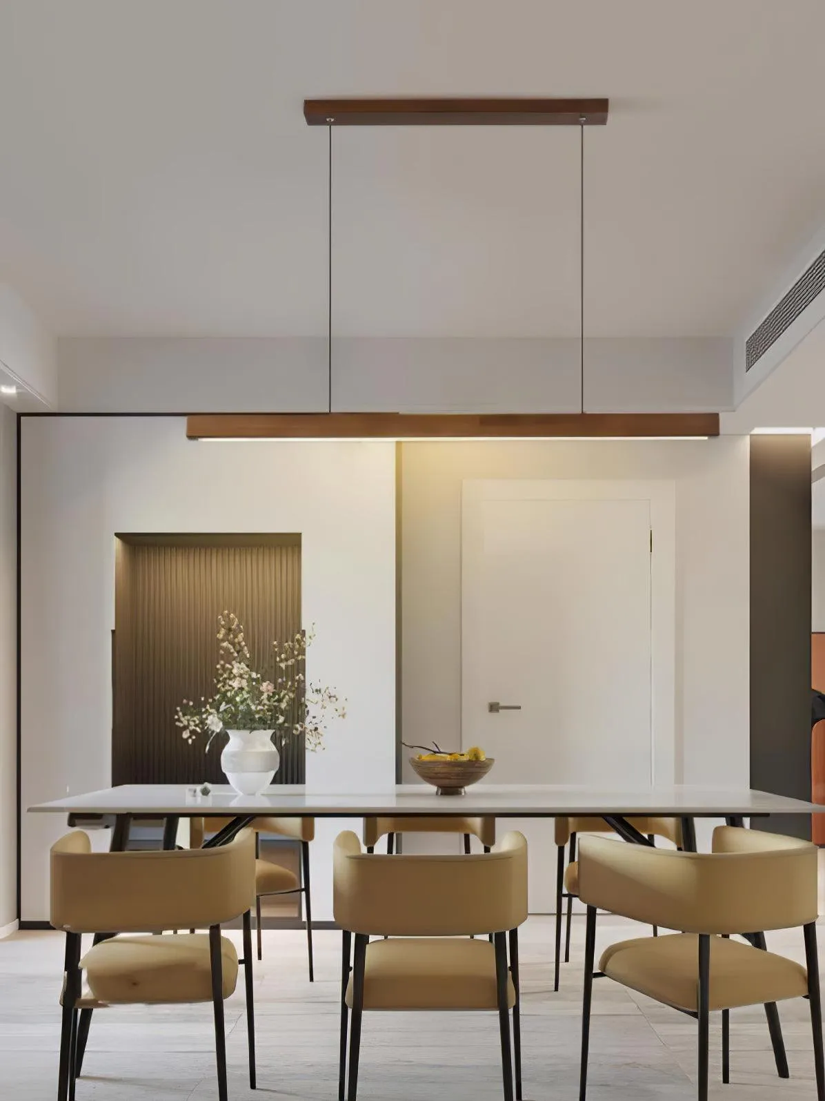 Linear Wooden Pendant Light