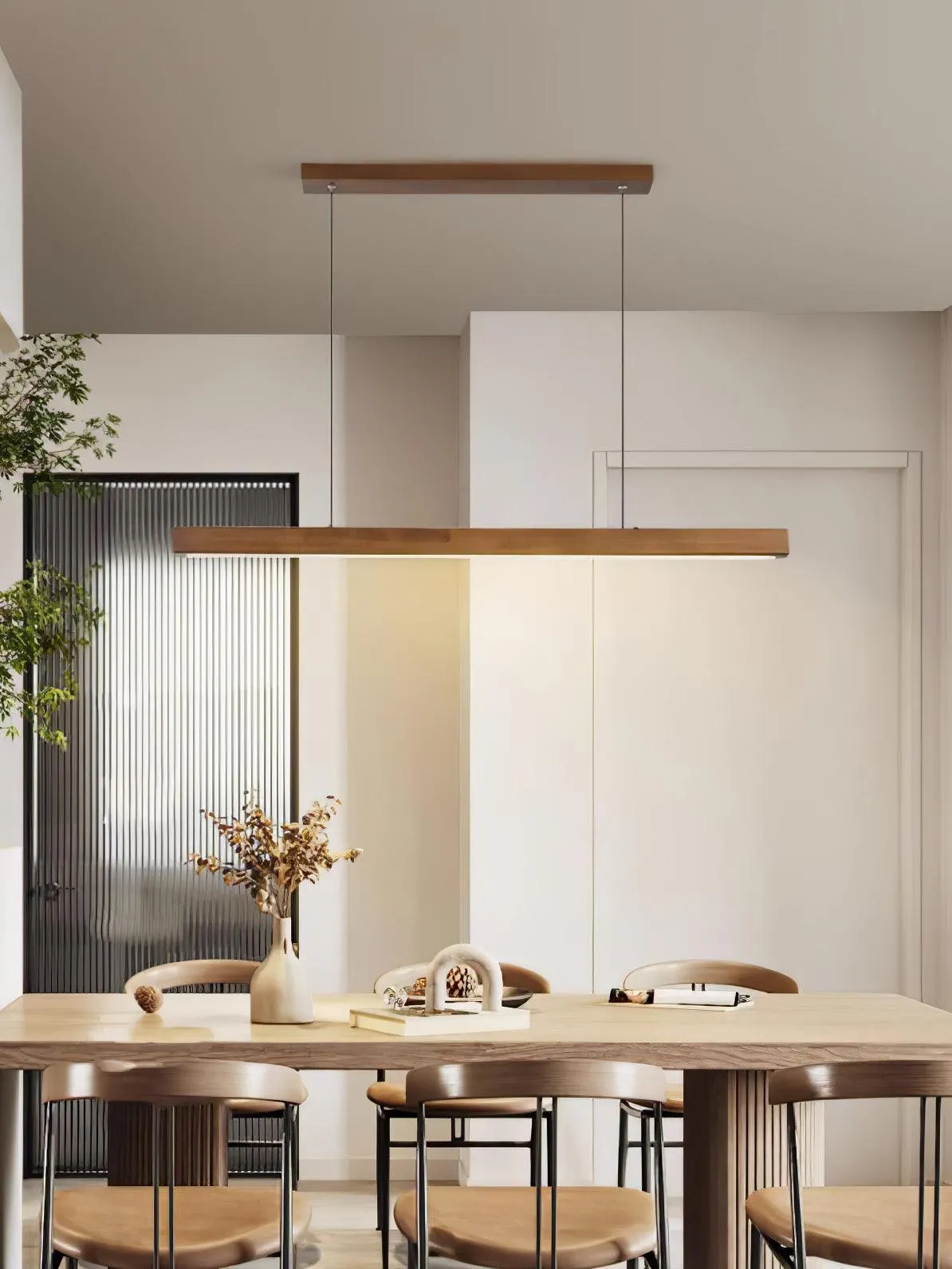 Linear Wooden Pendant Light