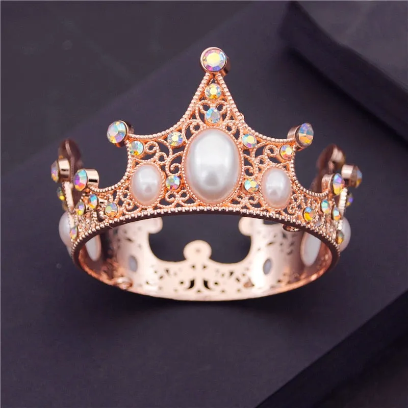 Little Crown Boy Girl Birthday Party Doll Cake Topper Full Round Crown