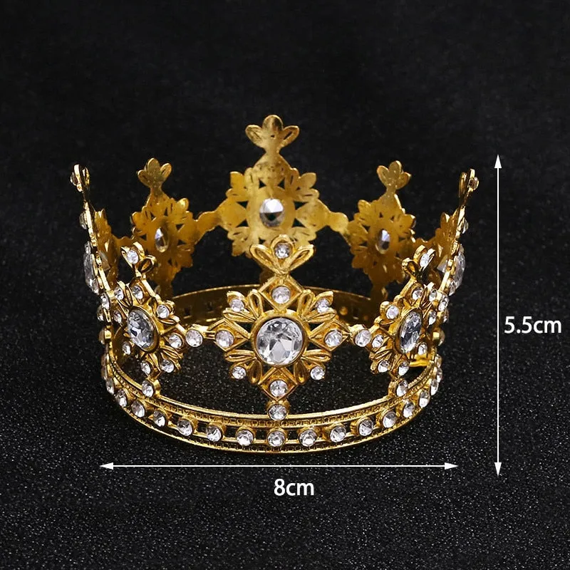 Little Crown Boy Girl Birthday Party Doll Cake Topper Full Round Crown