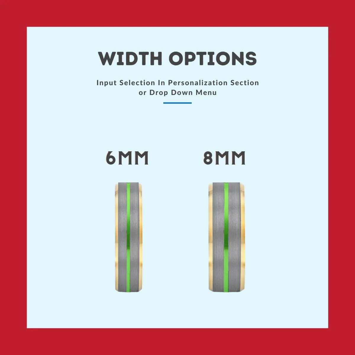 LODICO | Blue & Yellow/Orange Wood, Silver Tungsten Ring, Green Groove, Gold Beveled Edge