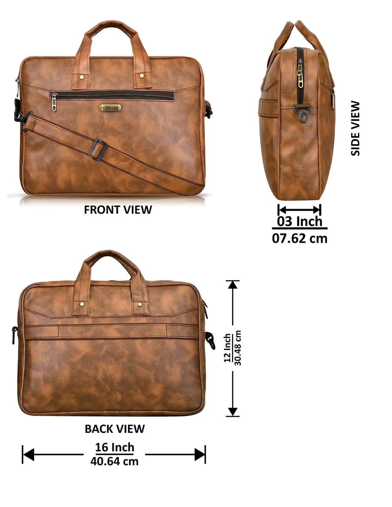 LOREM Faux Leather 10L Messenger Bag For Men & Women (Tan) (BG09)