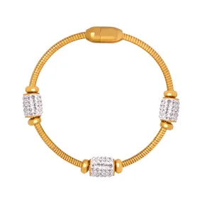 Luxurious Natural Ins Wind Titanium Steel Gold Zircon Bracelet