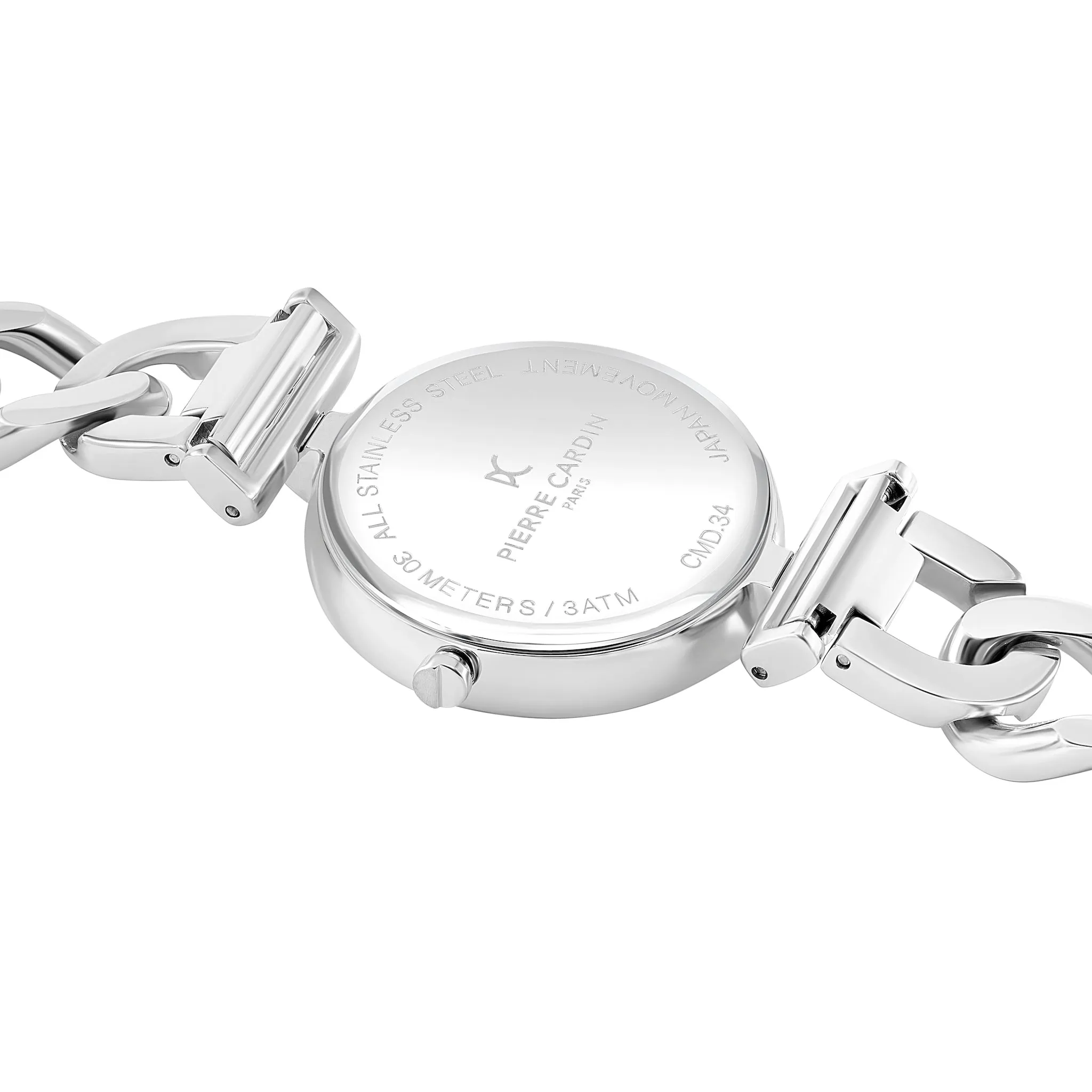 Madeleine Mother of Pearl Silver Chain Link Metal Band Watch