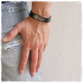Men's Leather Bracelet with Vines