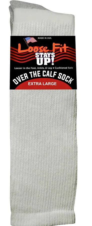 Men's Loose Fit Over the Calf King Size Crew Sock