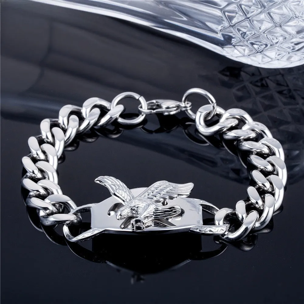 Men's Punk Eagle Titanium Steel Bracelet - European and American Stainless Steel Jewelry Wholesale