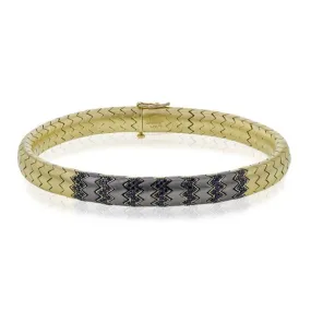 Men's Titanium Bracelet In 14k Gold With Black Diamonds
