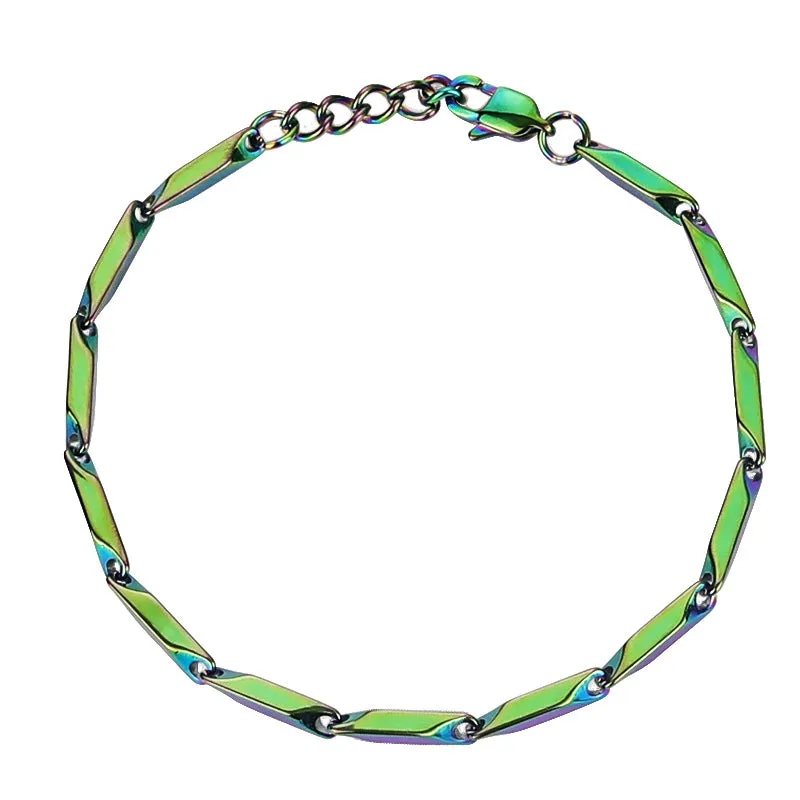 Men'sTrendy Titanium Steel Quenched Bamboo Leaf Chain Bracelet