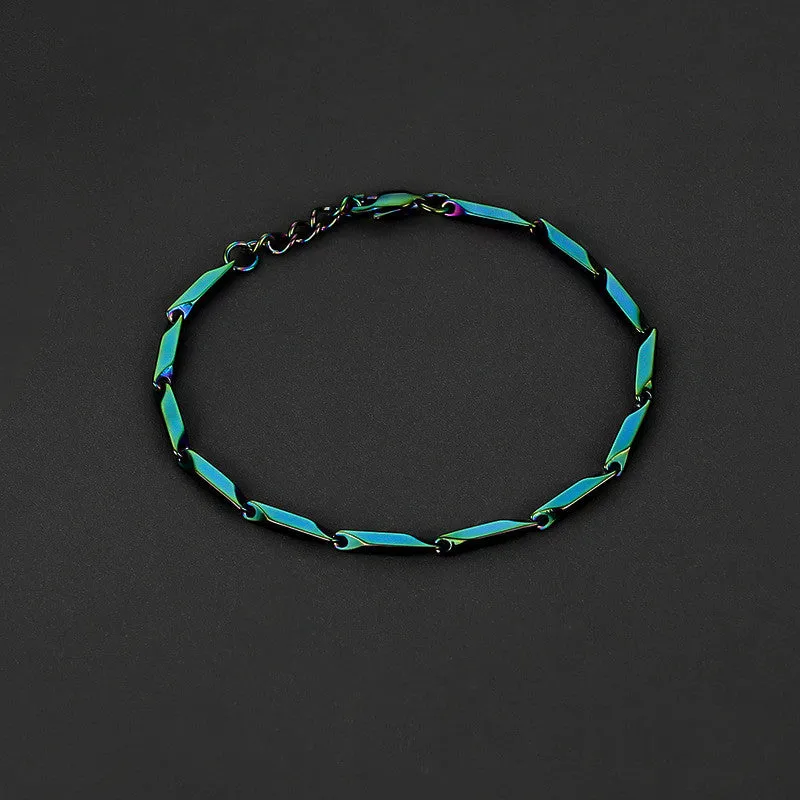 Men'sTrendy Titanium Steel Quenched Bamboo Leaf Chain Bracelet