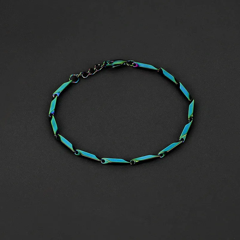 Men'sTrendy Titanium Steel Quenched Bamboo Leaf Chain Bracelet