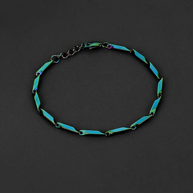 Men'sTrendy Titanium Steel Quenched Bamboo Leaf Chain Bracelet