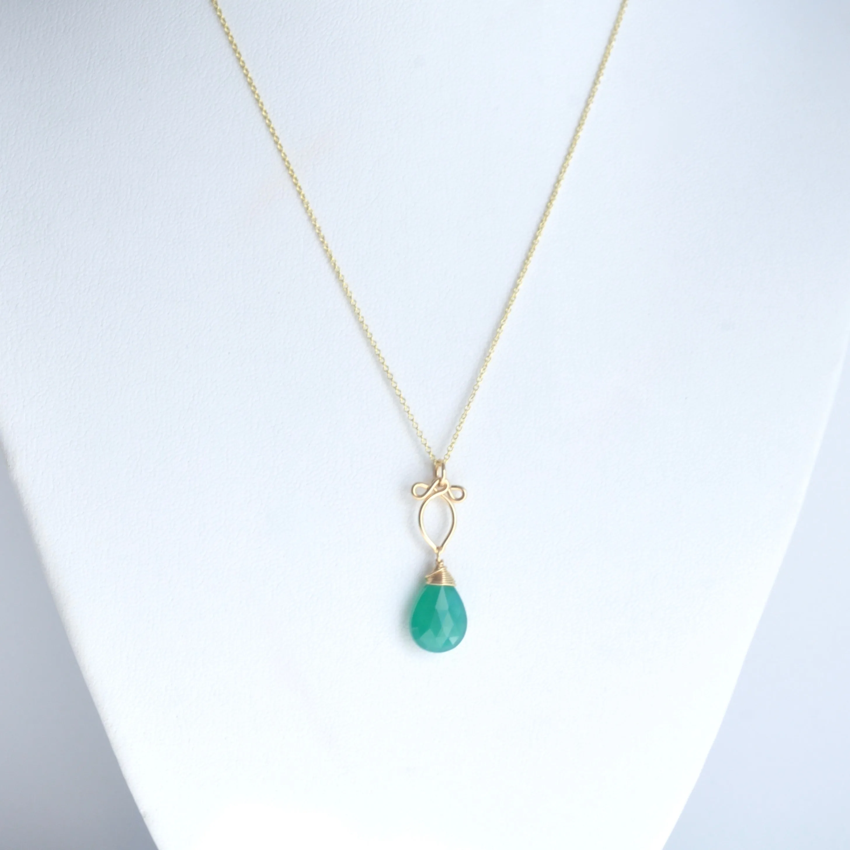 Michaela - Green Onyx, 14k Gold Filled Necklace