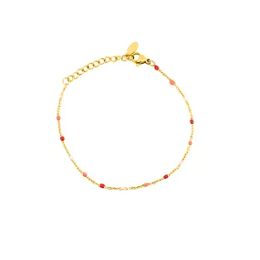 Mini Enamel Beads Stainless Steel Bracelet | Red x Pinks