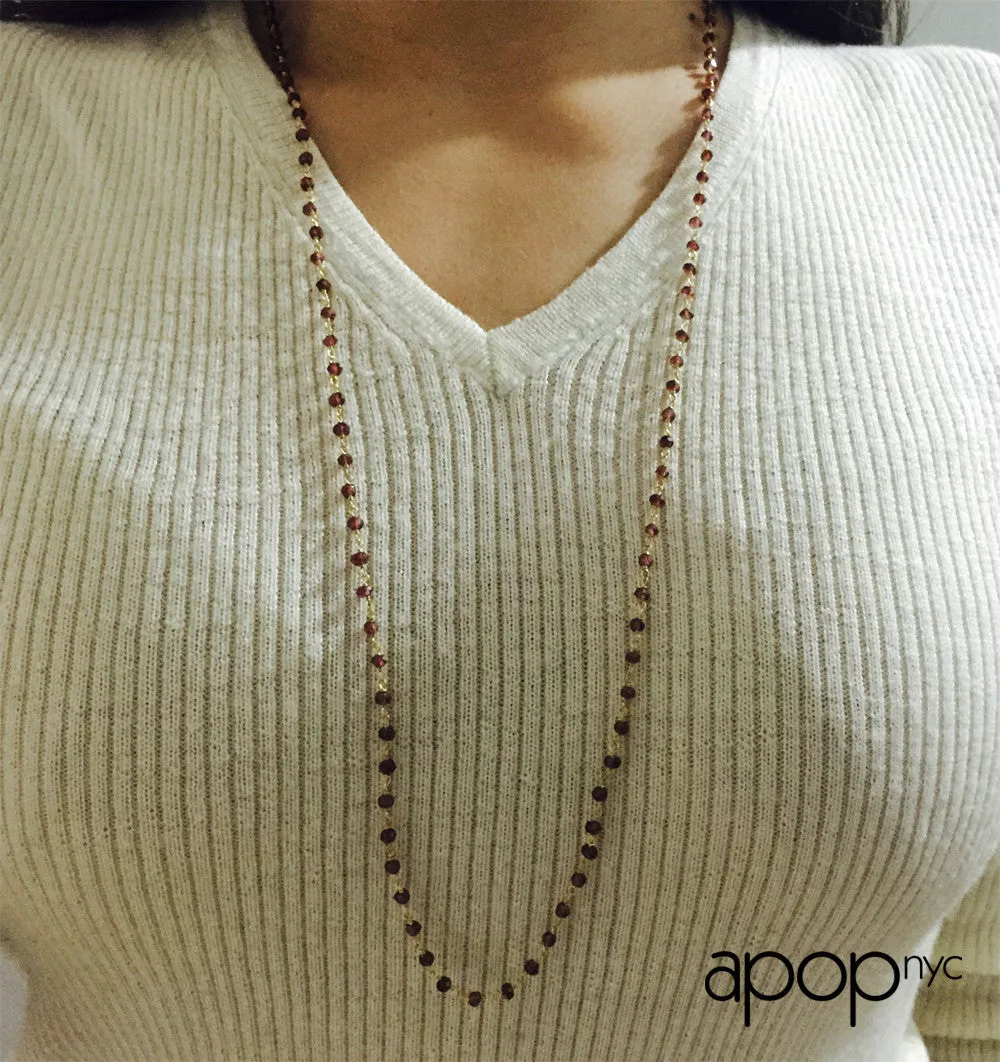 Mini Green Onyx Bead Station Necklace 30 inch