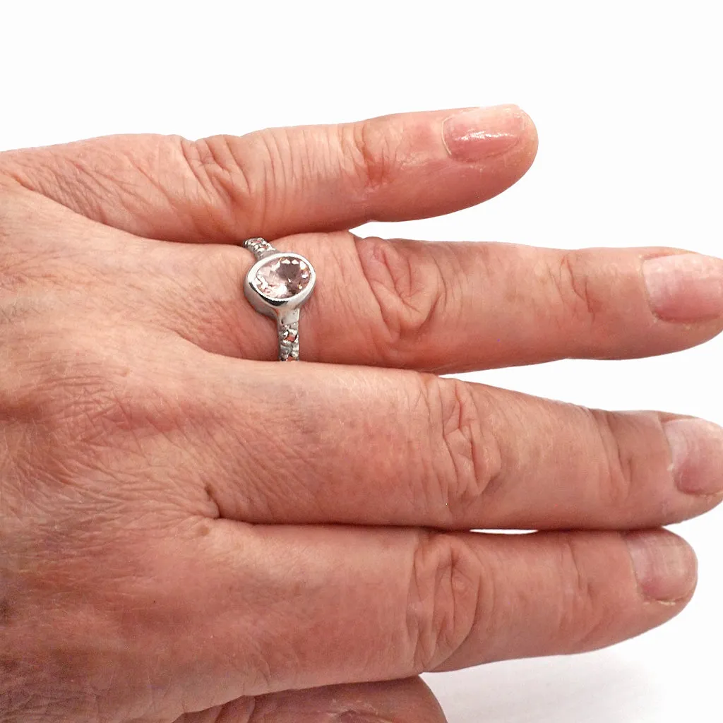 Morganite & Pink Sapphires Ring (size 9 1/2)