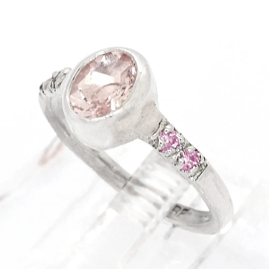 Morganite & Pink Sapphires Ring (size 9 1/2)