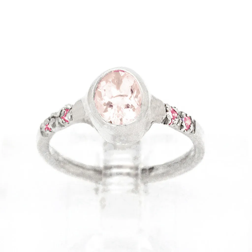 Morganite & Pink Sapphires Ring (size 9 1/2)
