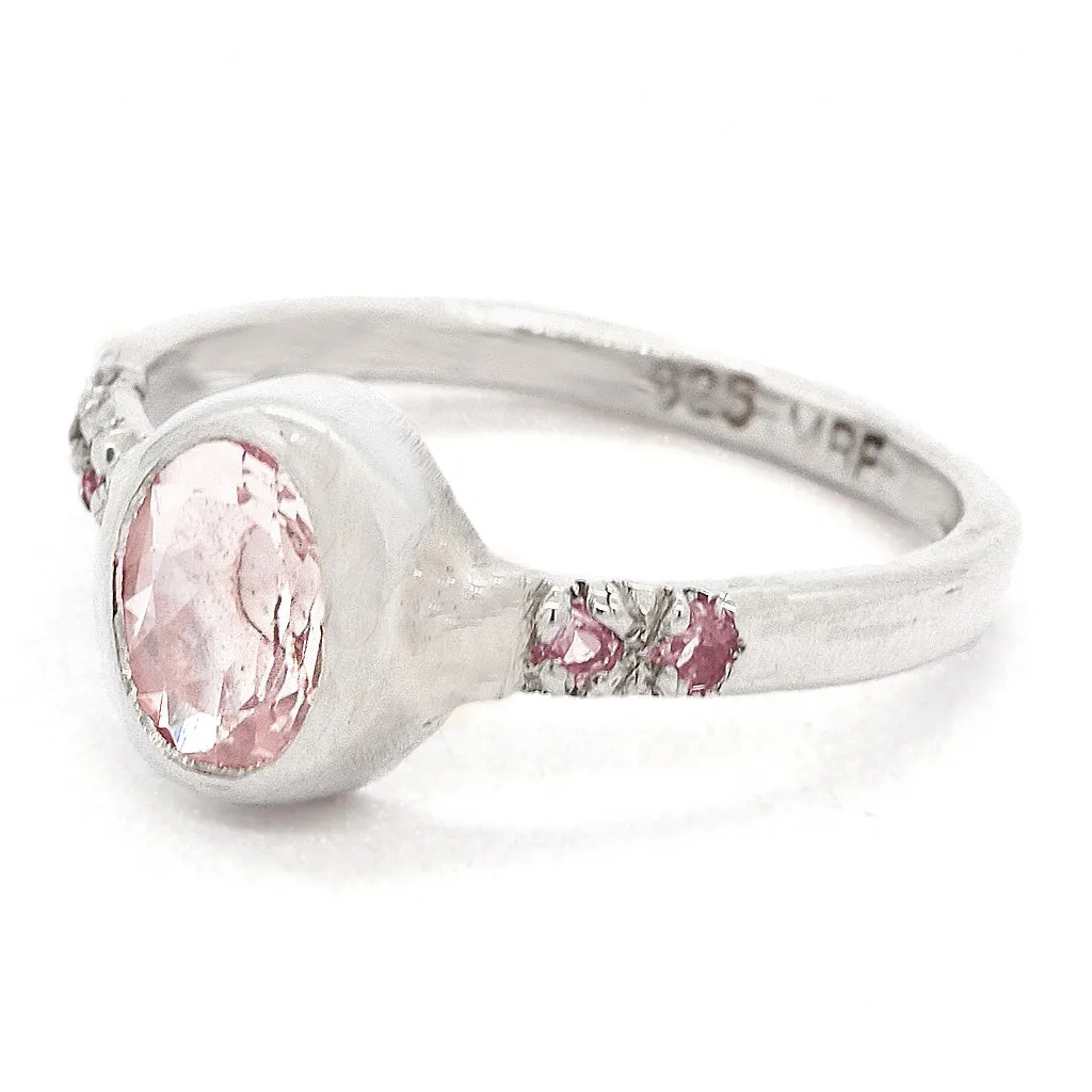 Morganite & Pink Sapphires Ring (size 9 1/2)