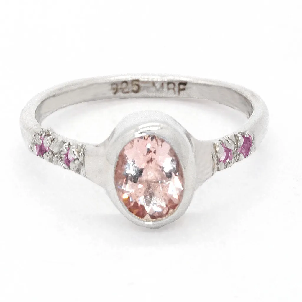 Morganite & Pink Sapphires Ring (size 9 1/2)