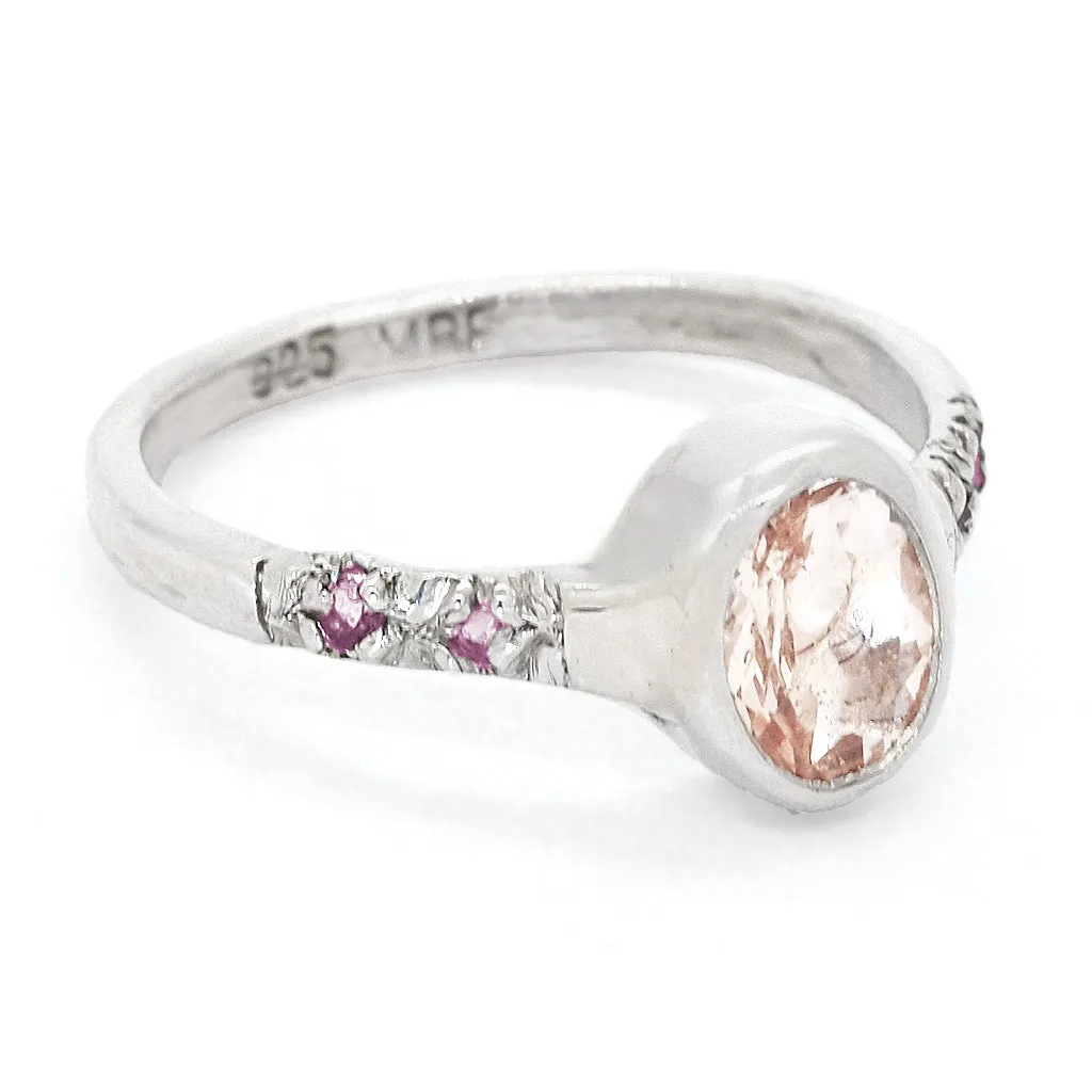 Morganite & Pink Sapphires Ring (size 9 1/2)