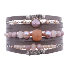 Nakamol Handmade Leather Gemstone Bracelet