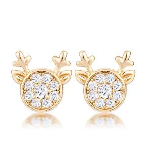 Nala Reindeer CZ Gold Earrings