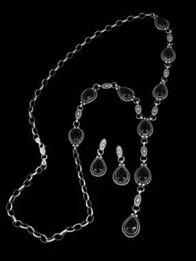 Native American Jewelry Black Onyx Lariat Necklace Set