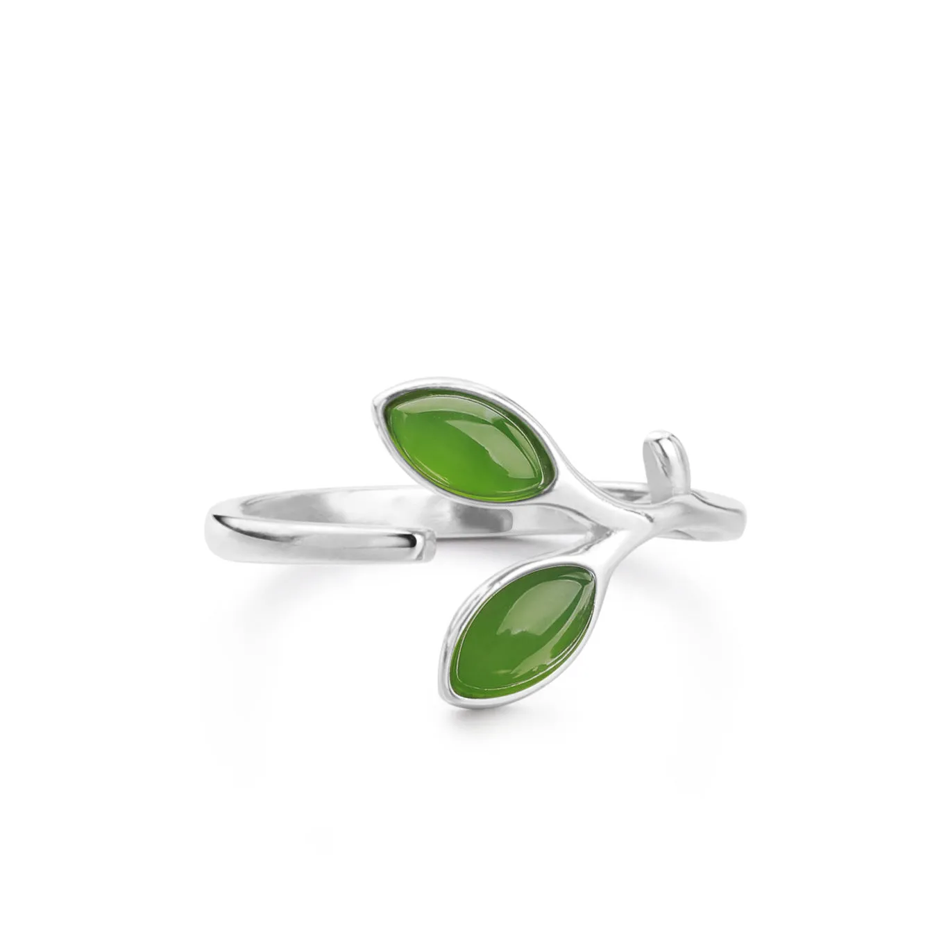 Natural Jade Ring Nephrite Silver Adjustable Ring ZNRG150